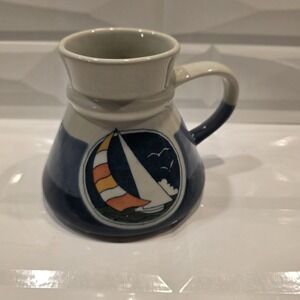 Vintage1980s Otagiri‎ Spill-Safe Travel~Mug~Coffee~ Japan~Sailboat